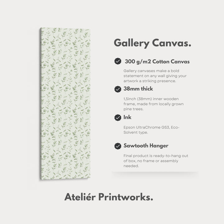 Vertical Wall Decor Green Floral Framed Canvas - Atelier Printworks
