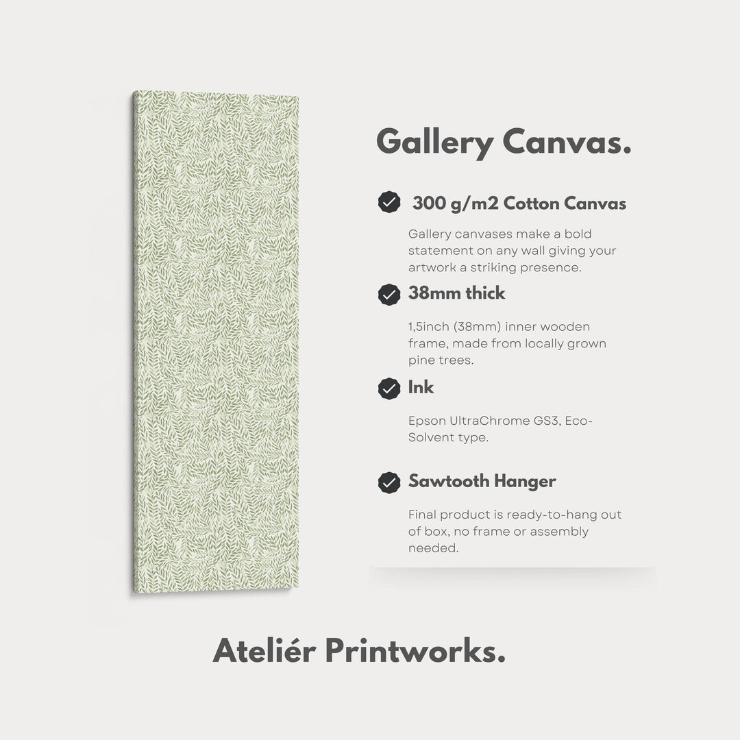 Long Vertical Wall Art Green Botanical Large Framed Canvas - Atelier Printworks