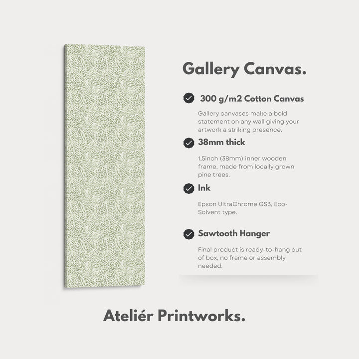 Long Vertical Wall Art Green Botanical Large Framed Canvas - Atelier Printworks