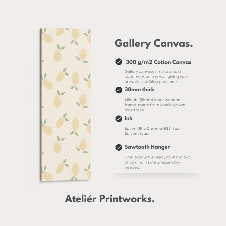 Long Narrow Kitchen Lemon Wall Art Vertical - Atelier Printworks