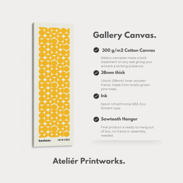 Vertical Long Wall Art Yellow Bauhaus Geometric - Atelier Printworks