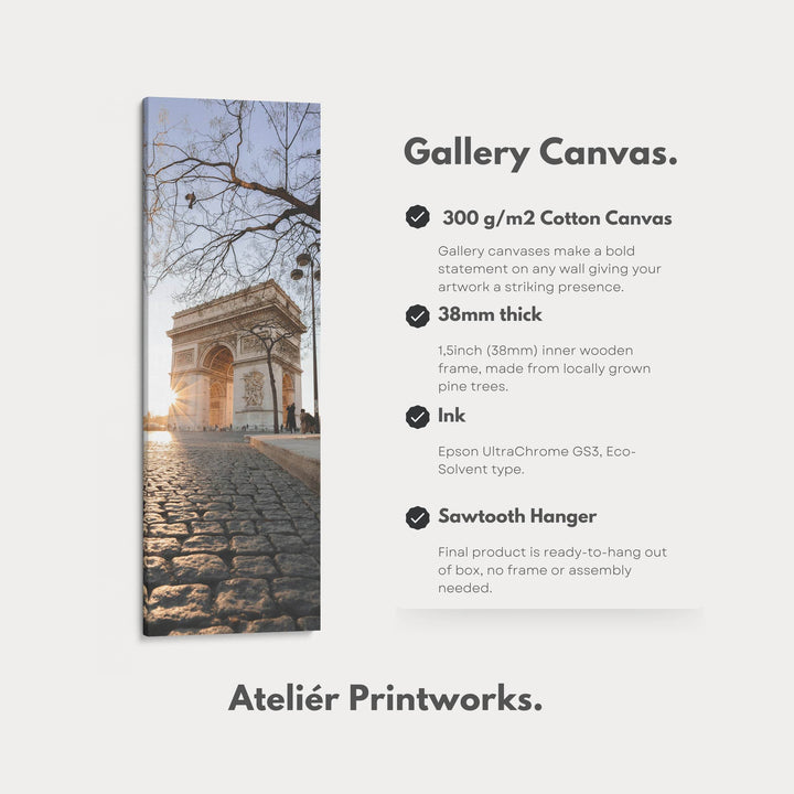 Paris Arc De Triomphe Vertical Long Framed Canvas - Atelier Printworks