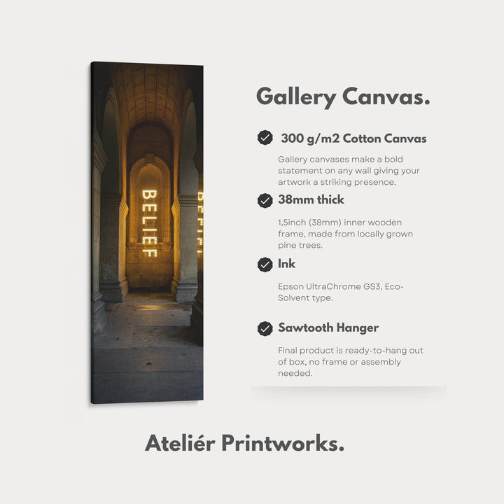 Long Vertical Wall Decor - Belief Framed Canvas - Atelier Printworks