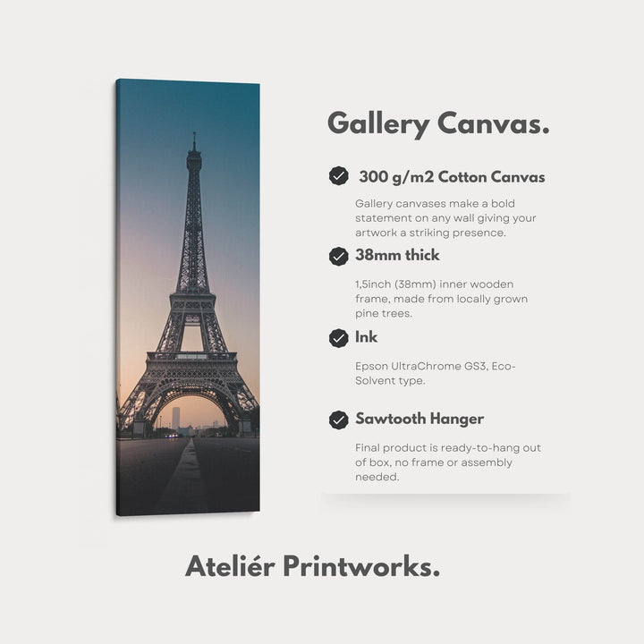 Paris Eiffel Tower Large Framed Canvas Vertical Wall Art - Atelier Printworks