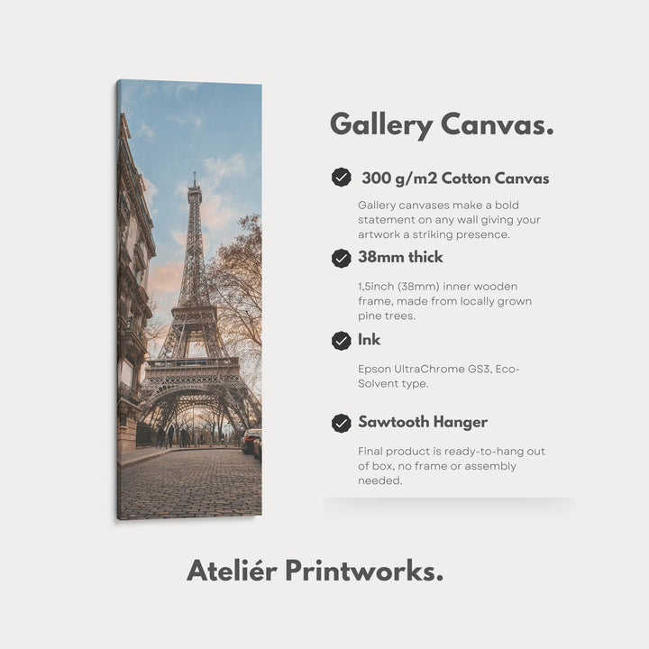 Large Framed Canvas Vertical Wall Art Eiffel Tower - Atelier Printworks