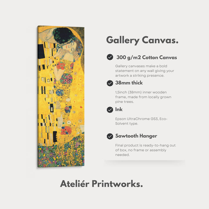 The Kiss Gustav Klimt Famous Art Vertical Long Wall Decor - Atelier Printworks