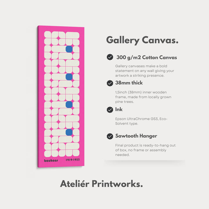 Vertical Pink Wall Decor Bauhaus Mid Century - Atelier Printworks