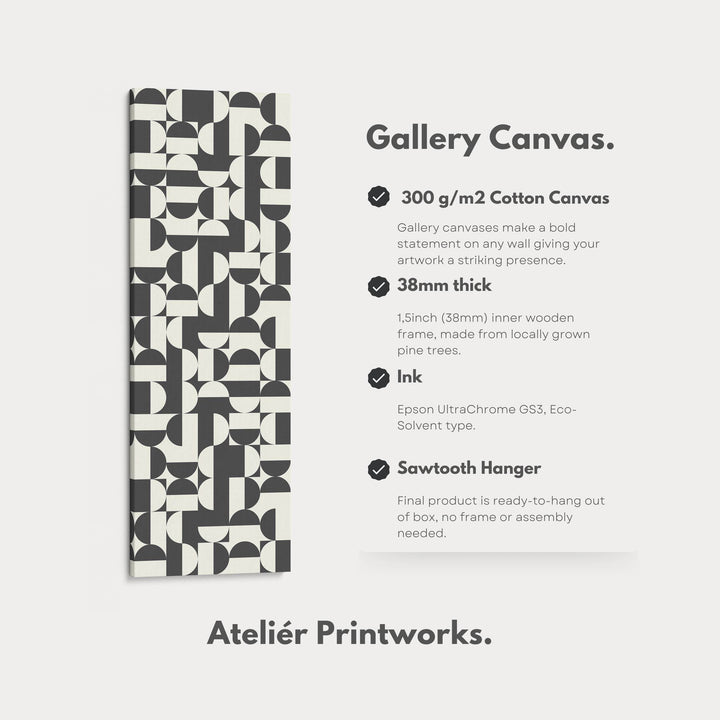 Bauhaus Geometric Pattern Tall Vertical Wall Canvas for Office or Living Room - Atelier Printworks