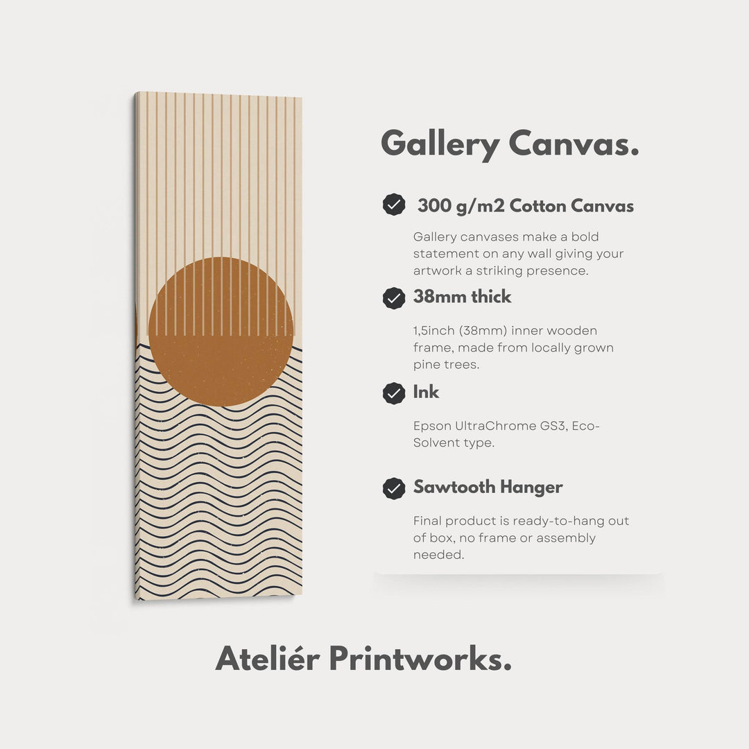 Sunrise Over Waves Minimalist Vertical Wall Canvas for Bedroom or Meditation Space - Atelier Printworks