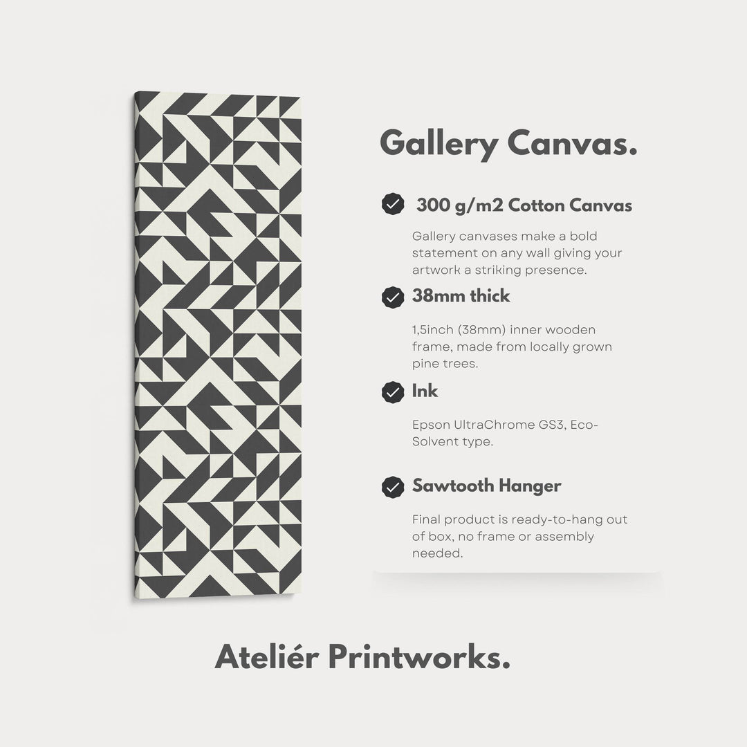 Geometric Arrows Long Narrow Canvas Wall Art for Hallway or Office - Atelier Printworks