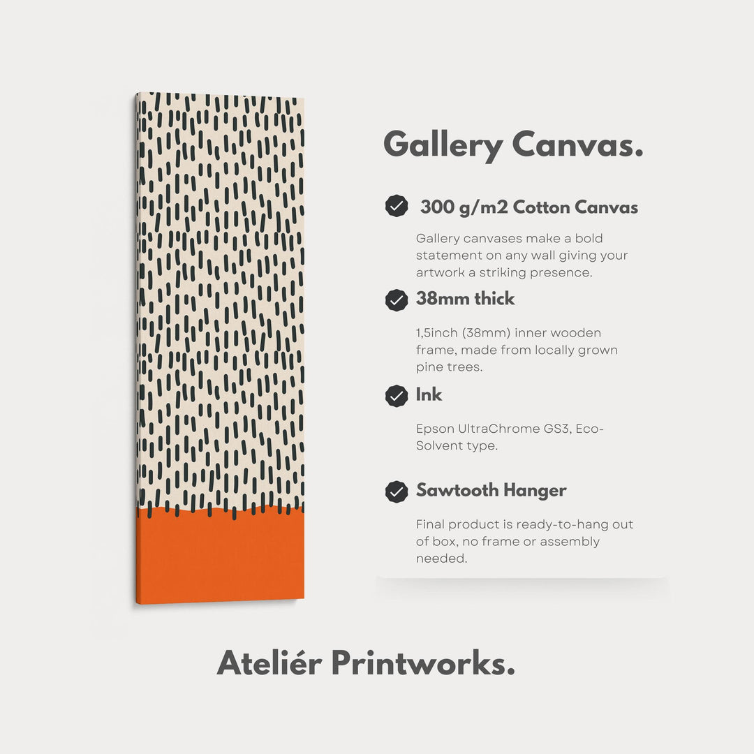 Retro Curved Lines Mustard Vertical Framed Canvas Wall Art for Living Room or Hallway - Atelier Printworks