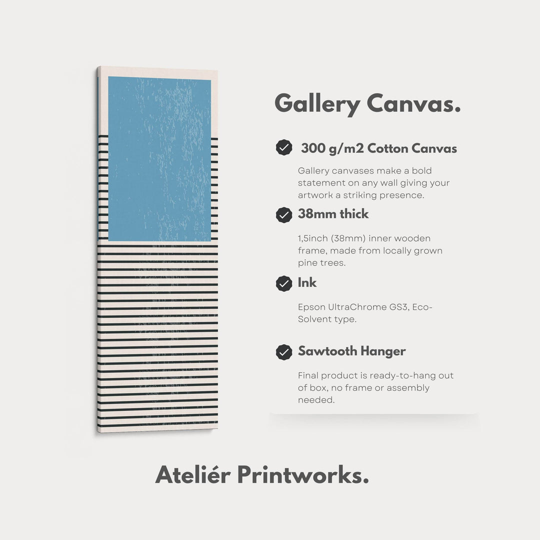 Retro Sun and Lines Vertical Framed Canvas Wall Art for Hallway or Living Room - Atelier Printworks