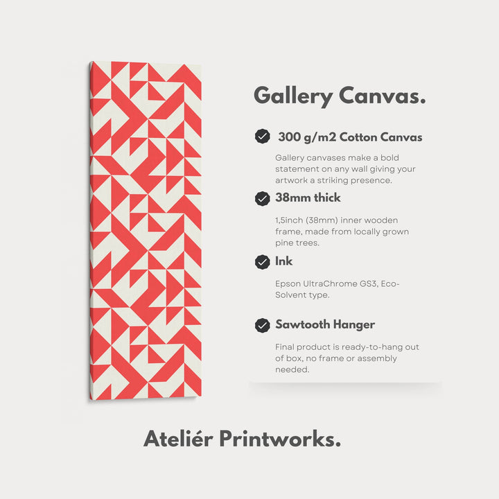 Bold Red Triangles Vertical Framed Canvas Wall Art for Living Room or Studio - Atelier Printworks