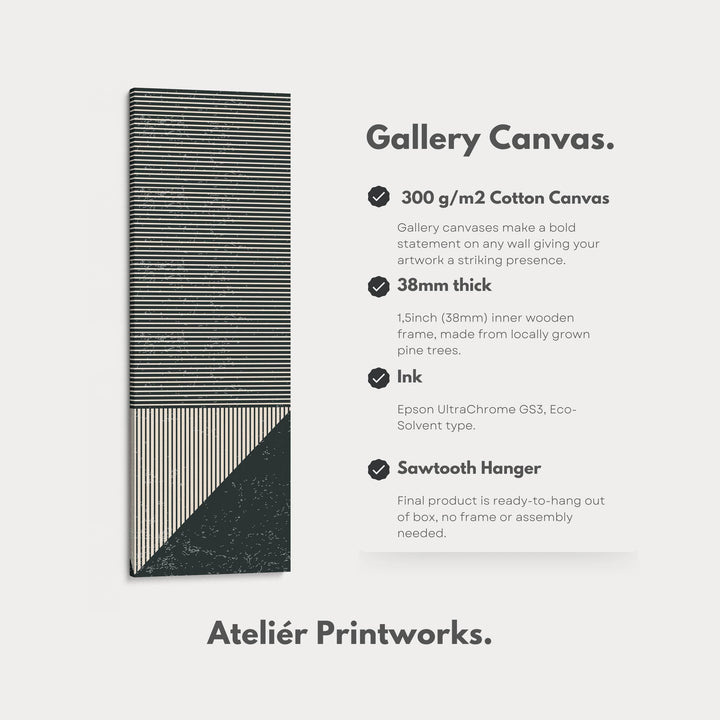 Minimalist Striped Geometry Vertical Framed Canvas Wall Art for Office or Hallway - Atelier Printworks