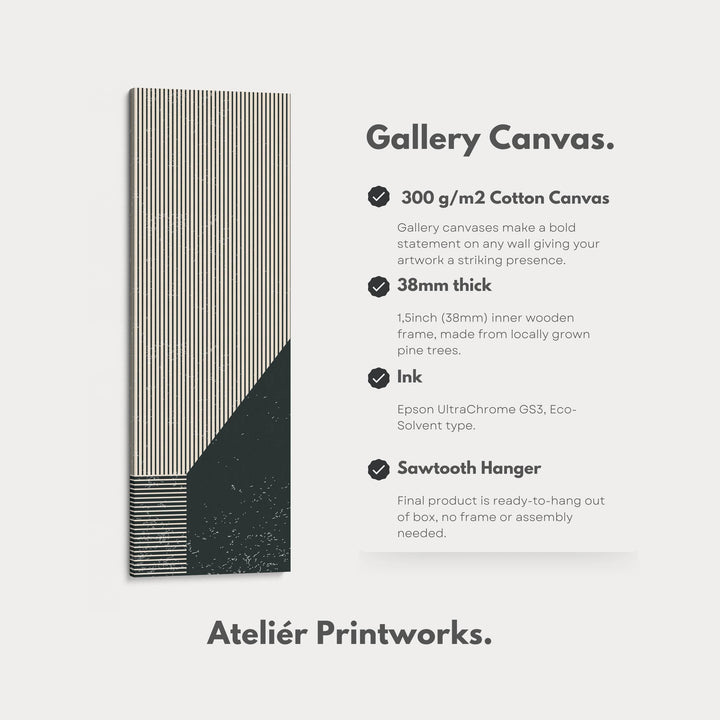Bold Stripe Angles Vertical Framed Canvas Wall Art for Living Room or Hallway - Atelier Printworks