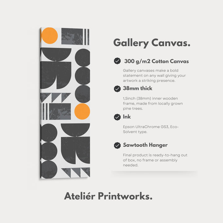 Abstract Half Moon Pattern Vertical Framed Canvas Wall Art for Bedroom or Office - Atelier Printworks