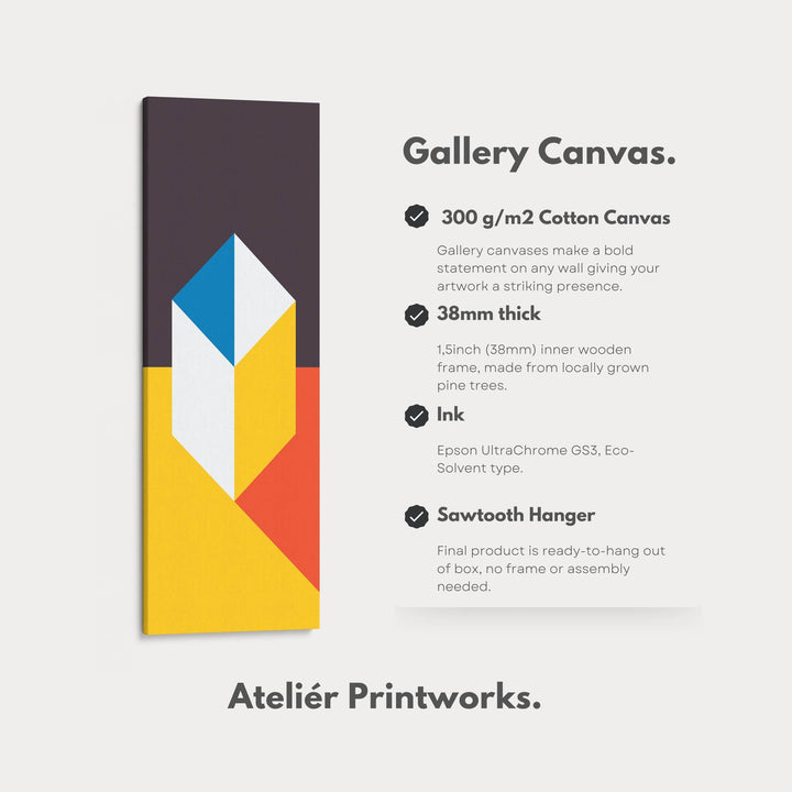 Abstract Cube Geometry Vertical Framed Canvas Wall Art for Office or Hallway - Atelier Printworks