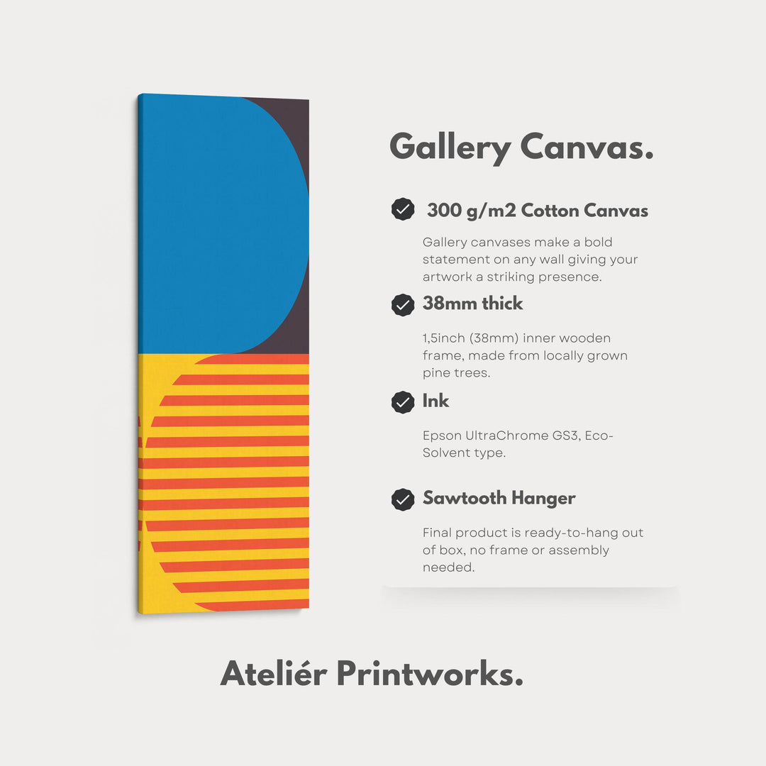 Minimalist Sun Stripes Vertical Framed Canvas Wall Art for Bedroom or Hallway - Atelier Printworks