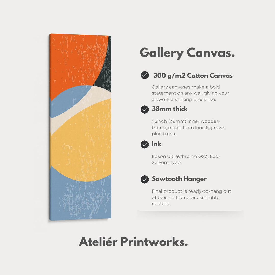 Modern Retro Curves Vertical Framed Canvas Wall Art for Living Room or Studio - Atelier Printworks