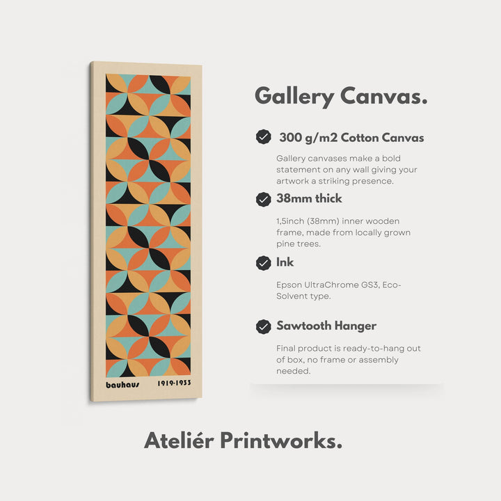 Bold Yellow Bauhaus Geometry Vertical Framed Canvas Wall Art for Office or Hallway - Atelier Printworks