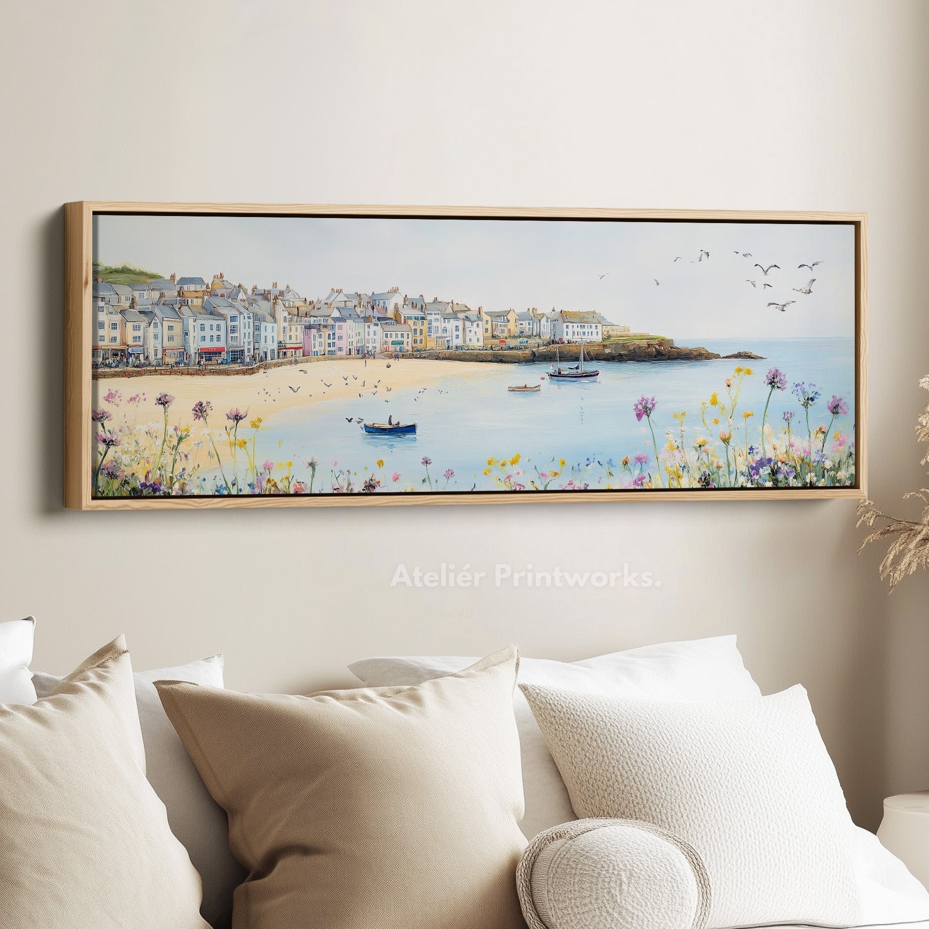 long narrow coastal wall art