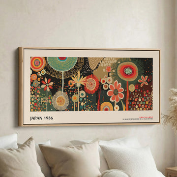 Yayoi Kusama art mural horizontal motif floral circulaire décoratif toile encadrée pour chambre