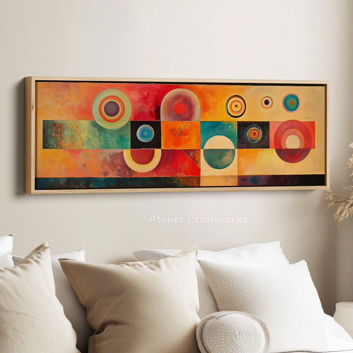 Abstract Geometric Circles Horizontal Long Wall Art - H0009