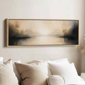 Abstract Beige Long Narrow Horizontal Wall Art - Atelier Printworks