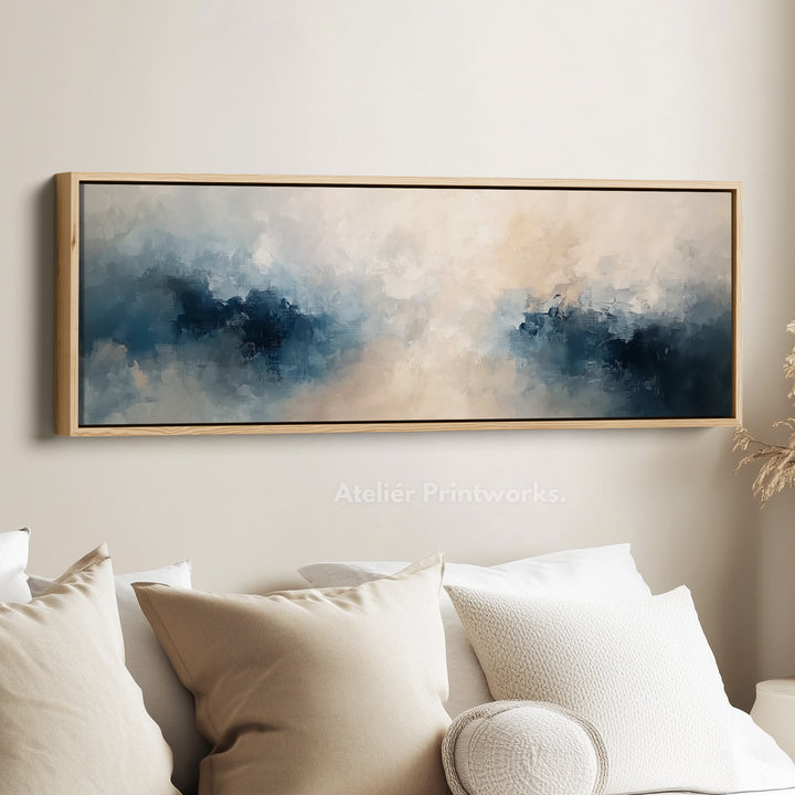 Abstract Cloud Painting Horizontal Wall Art, Long Skinny Wall Decor - H0025