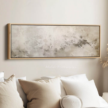 Abstract White & Grey Panoramic Long Narrow Wall Art - Atelier Printworks