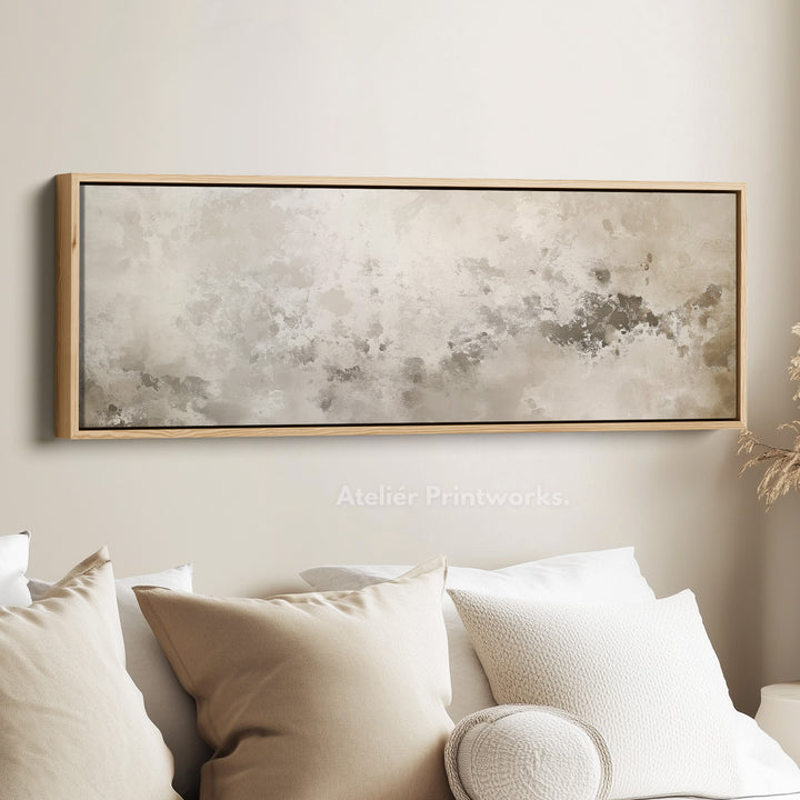 Abstract White & Grey Panoramic Long Narrow Wall Art - H0026