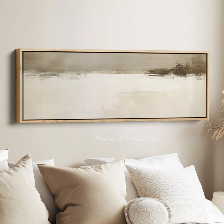 Abstract Beige and Grey Landscape Long Horizontal Wall Art - H0031