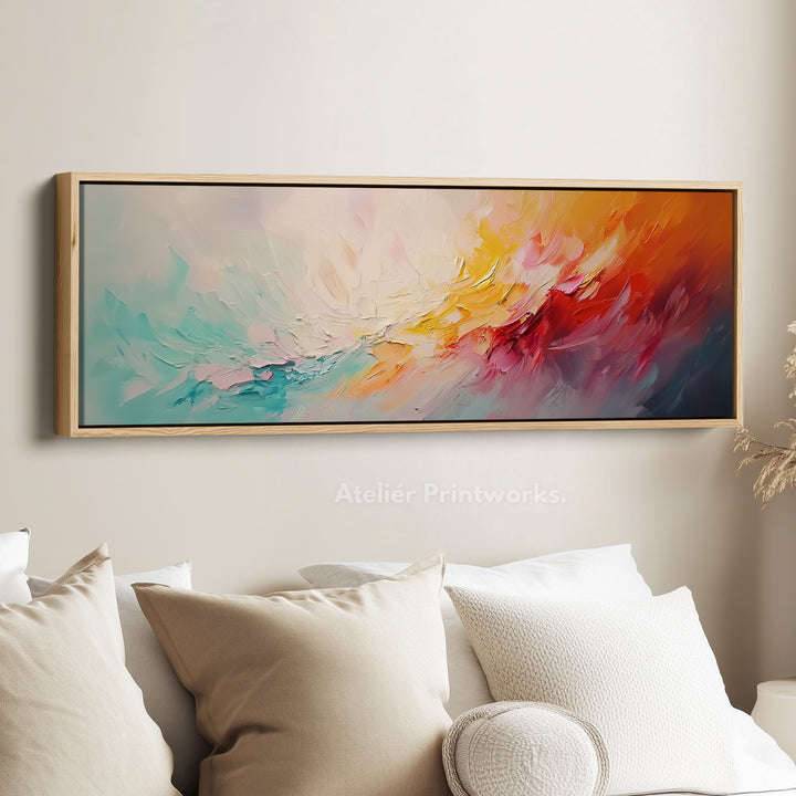 Long Skinny Horizontal Abstract Large Wall Art Framed Canvas - H0033