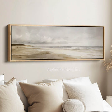 Watercolour Beach Long Narrow Large Canvas Wall Art - Atelier Printworks