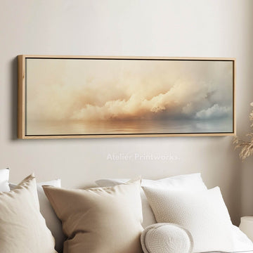 Panoramic Long Narrow Cloud Wall Art Large Framed Canvas - Atelier Printworks