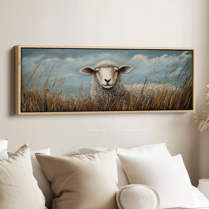 Sheep Horizontal Art Long Wall Hanging Large Canvas - H0067