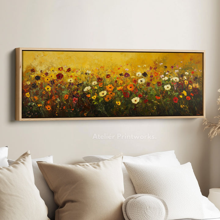 Big Framed Pictures Long Narrow Horizontal Wild Flowers - H0082