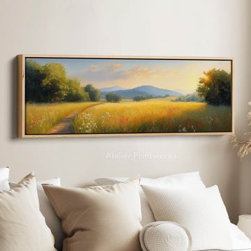 Vintage Wildflower Long Narrow Horizontal Wall Art Large Framed Picture - Atelier Printworks