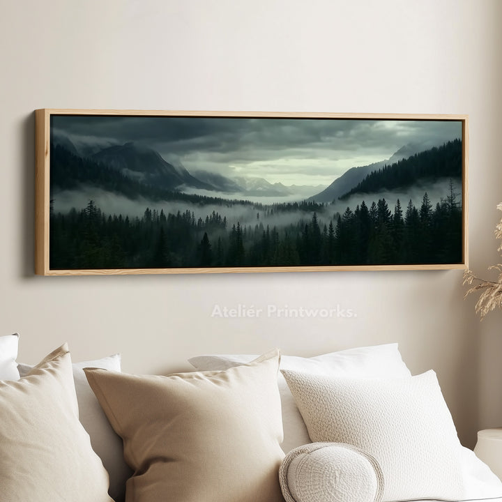 Mountain Forest Large Horizontal Framed Canvas Wall Art - H0107