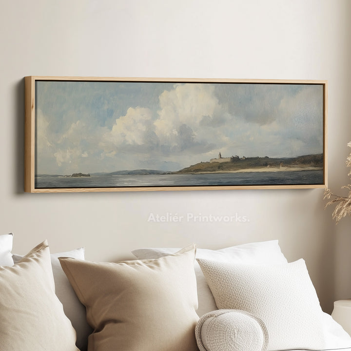 Vintage Landscape Narrow Wide Horizontal Wall Decor Large Framed Canvas - H0115