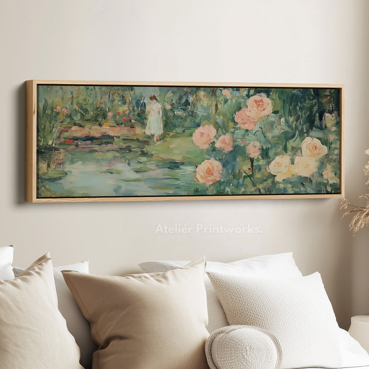 Rose Garden Long & Narrow Wall Art Large Framed Canvas - H0117