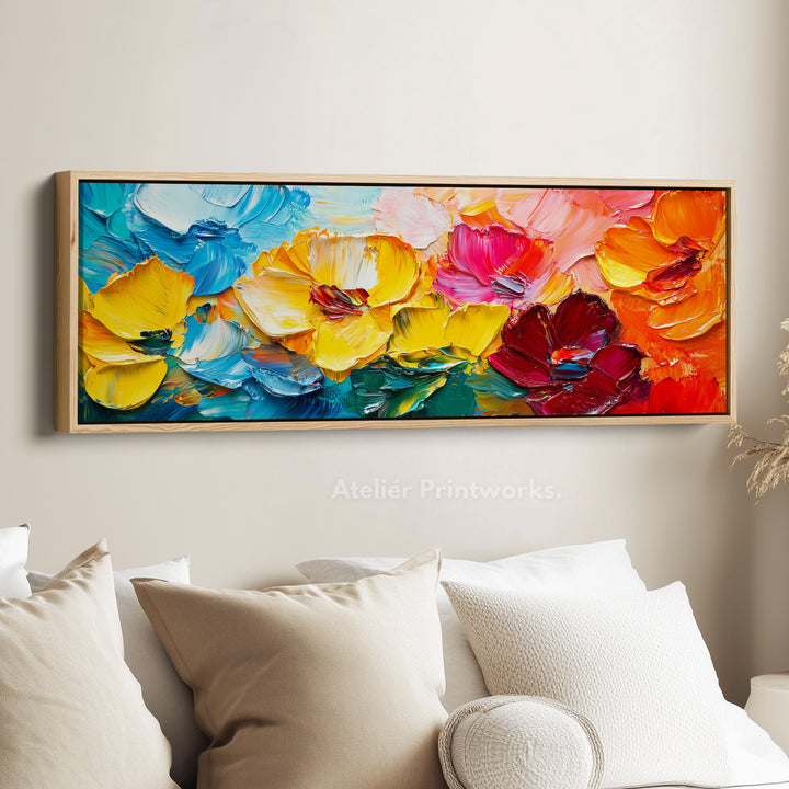 Colourful Abstract Long & Narrow Wall Art Large Framed Canvas - H0118