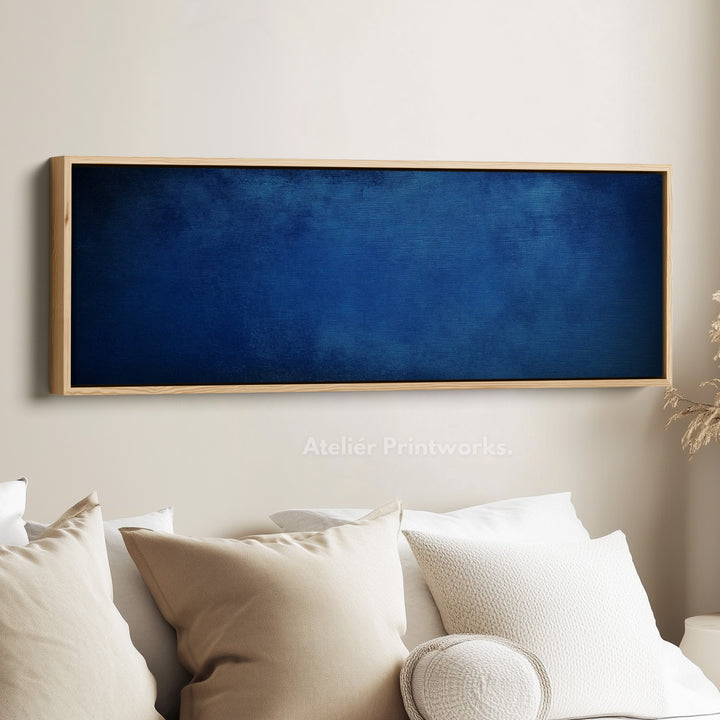 Minimalist Blue Long Horizontal Wall Art Panoramic Wall Art - H0144