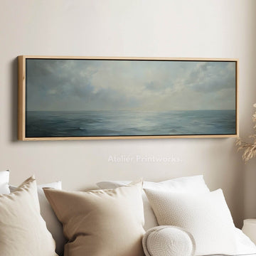 Narrow Framed Canvas Wall Art Print Calming Sea - Atelier Printworks