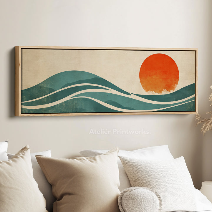 Vintage Sunset Long Narrow Panoramic Canvas Wall Decor - H0161