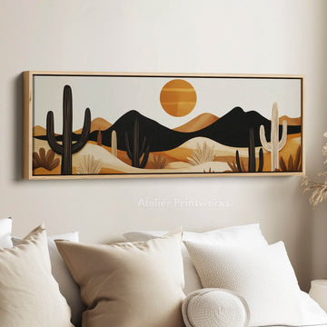 Cacti Mountains Wall Decor Panoramic Narrow Canvas - Atelier Printworks