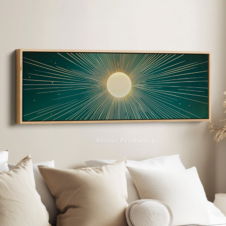 Boho Retro Sun Long Framed Canvas Wall Art - H0173