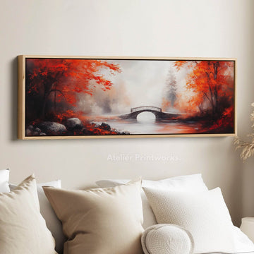 Autumn Landscape Panoramic Long Skinny Wall Art Framed Canvas - Atelier Printworks