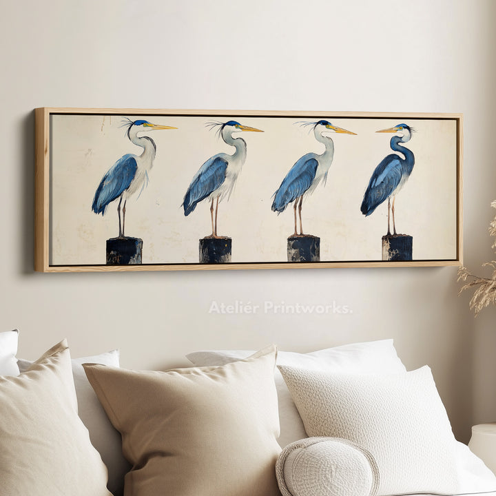 The Herons Above Bed Decor Framed Canvas Wall Decor - H0195