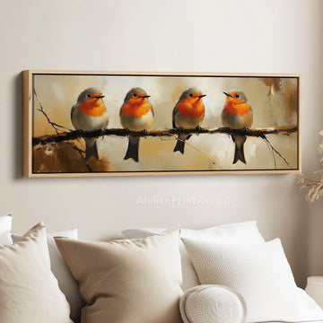 Vintage Robin Long Horizontal Skinny Framed Canvas - Atelier Printworks